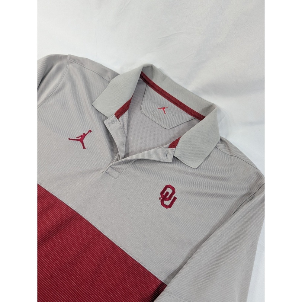 Nike Jordan Oklahoma Sooners Dri-Fit Polo Shirt Red Standard Fit  Men's Medium